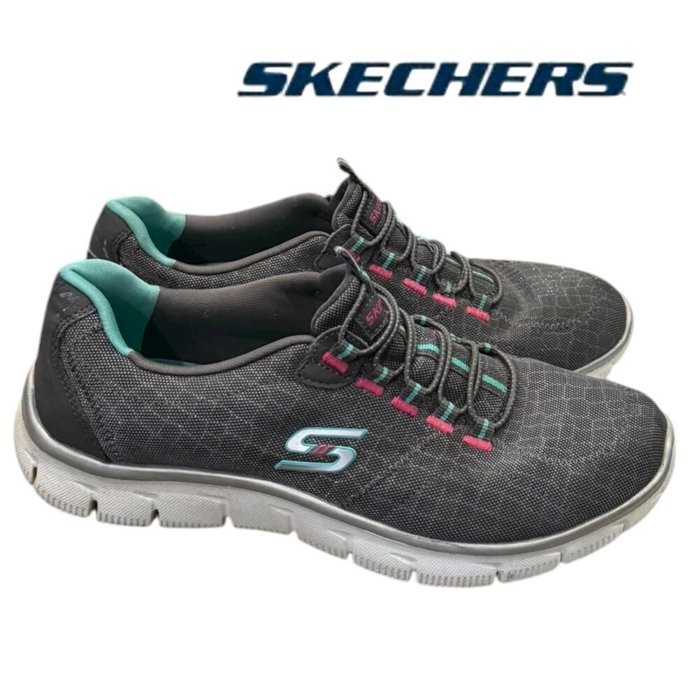 Skechers Women’s Empire Rock Around 12157 Gray Pink Aqua Sneakers 7.5